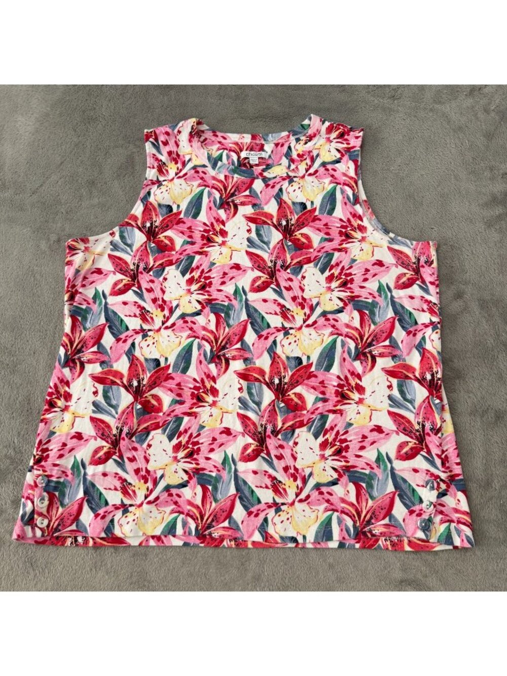 Chicos Floral Sleeveless Blouse Shirt Top Women's size 4 US XXL